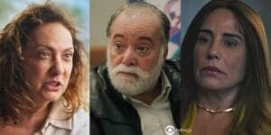 Agatha, Antônio e Irene em Terra e Paixão (Foto: Reprodução / Globo / Montagem TV Foco)