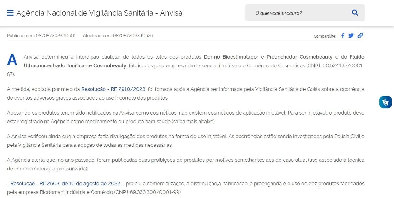 Anvisa barrou cosméticos injetáveis (Foto: Divulgação)
