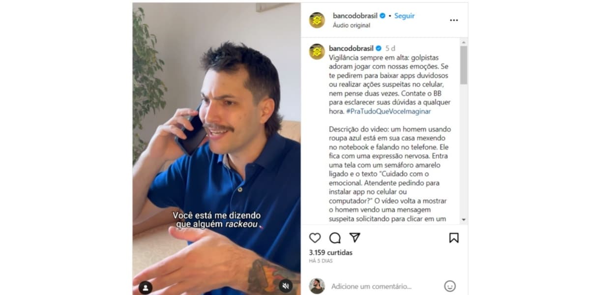 Postagem do Banco do Brasil nas redes sociais (Foto: Reprodução/Instagram)