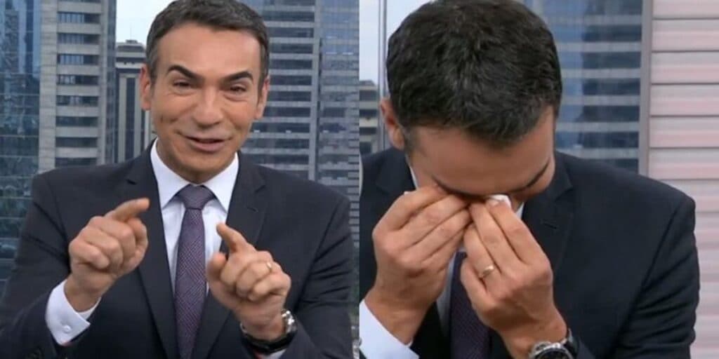 O choro de César Tralli em redação do Jornal Hoje após não se aguentar com situação de colegas na Globo