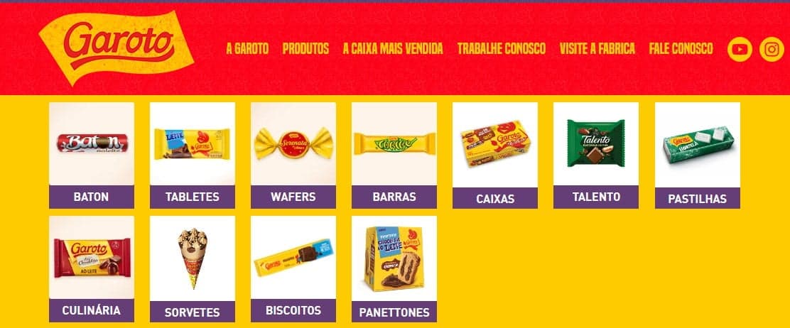 Chocolates da Garoto disponíveis no site oficial (Foto: Garoto)