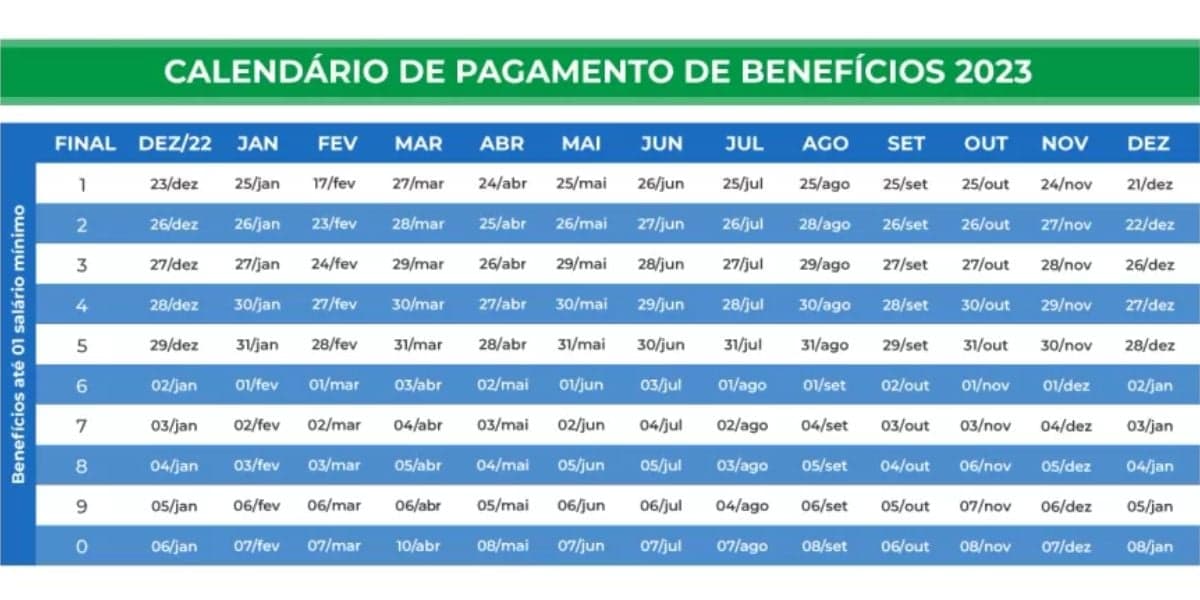 Calendário do pagamento do INSS neste ano de 2023 (Reprodução: Internet)