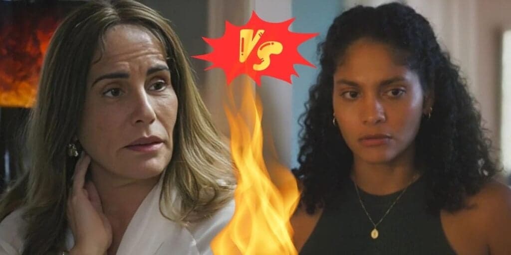 Terra e Paixão - Nojenta, Irene incorpora o demônio, dá rasteira em Aline e encomenda morte de personagem
