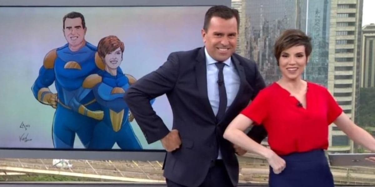 Rodrigo Bocardi e Gloria Vanique durante a apresentação do Bom Dia SP (Reprodução: Globo)
