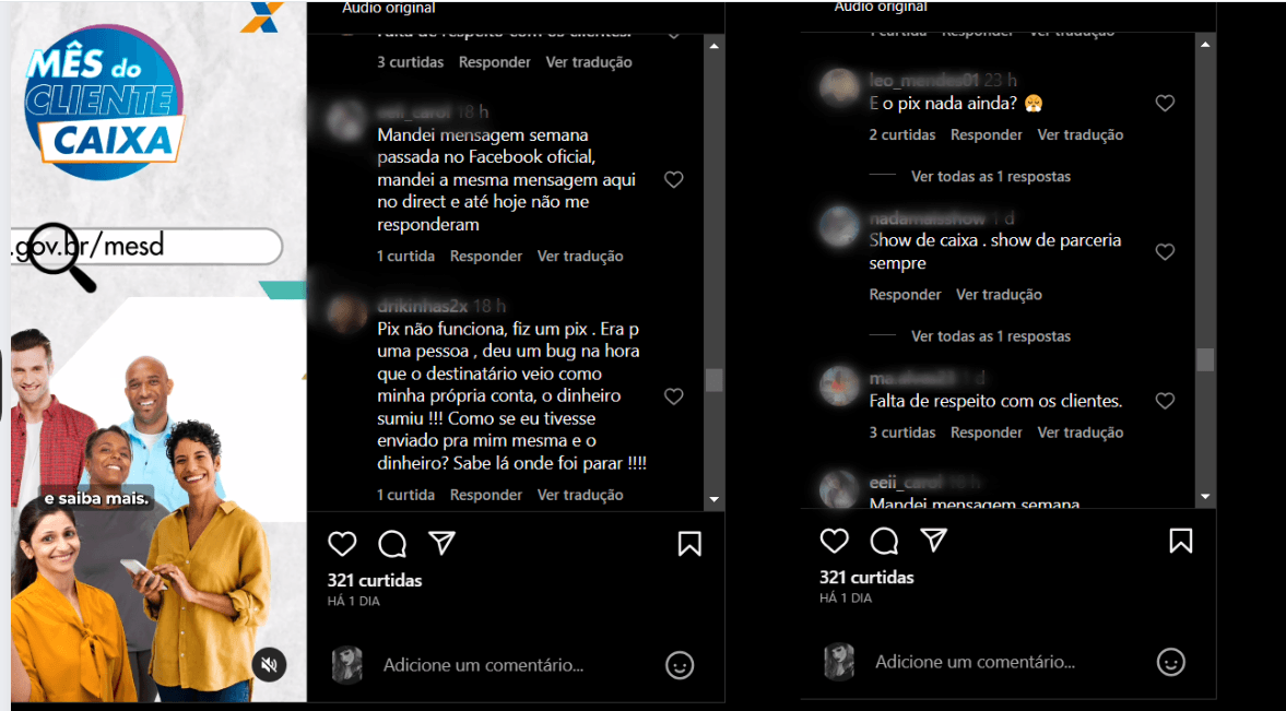 Caixa Econômica Federal recebeu uma enxurrada de reclamações sobre o Pix (Foto Reprodução/Instagram)