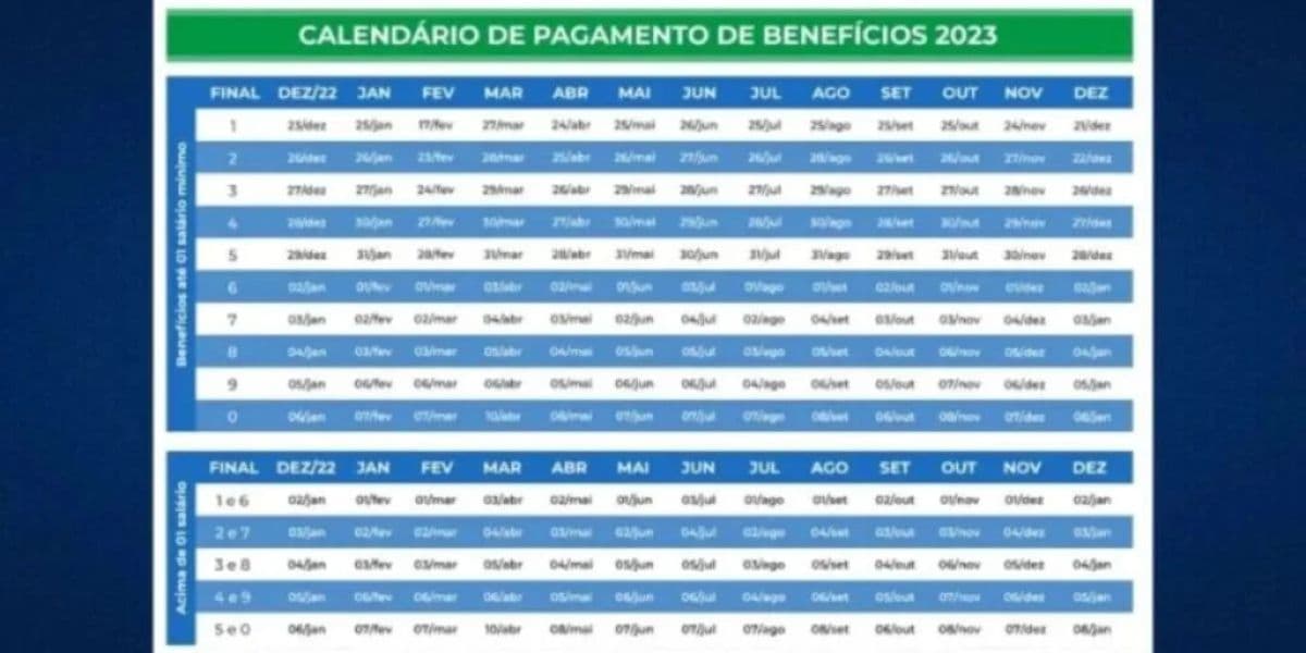 Calendário dos pagamentos do INSS neste ano de 2023 (Reprodução: Internet)
