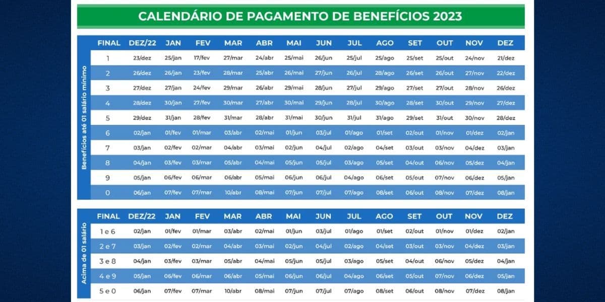 Calendário do INSS neste ano de 2023 (Reprodução: Internet)