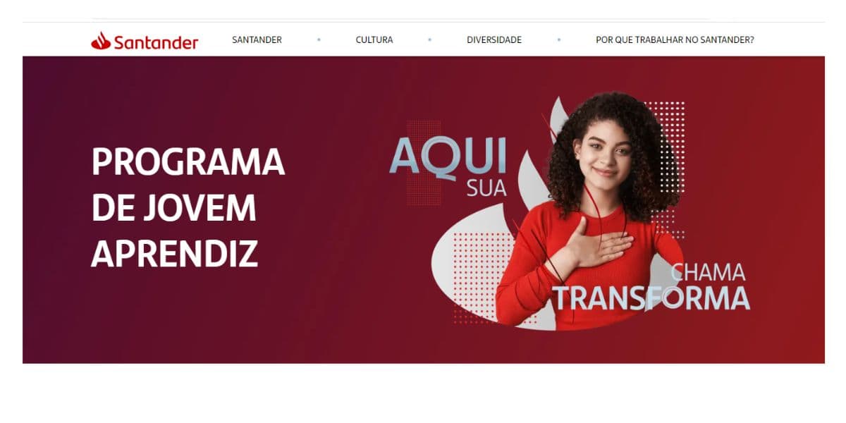 Página do Jovem Aprendiz Santander (Foto: Reprodução / Internet)