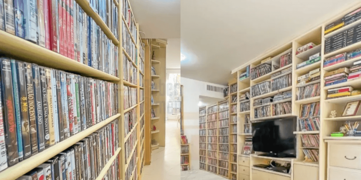 Biblioteca dentro da casa de Vera Fischer (Reprodução/Internet)