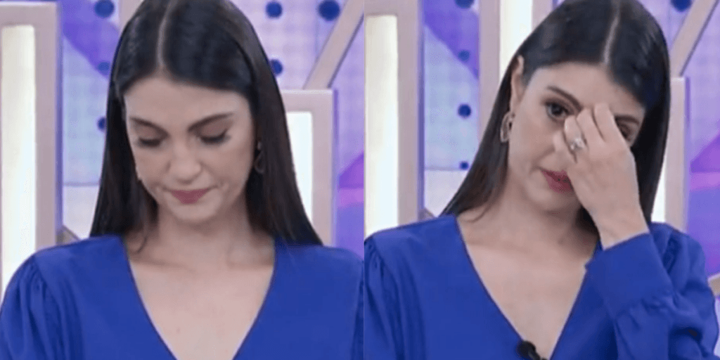 O choro de Chris Flores após perder o chão com situação ao vivo no SBT: "Eu quero pedir perdão"