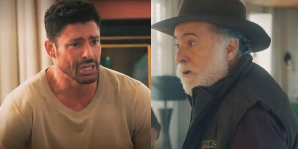 Terra e Paixão - Caio perde o chão com falência de Aline, quebra-pau com Antônio e dá facada no pai: "Agora"
