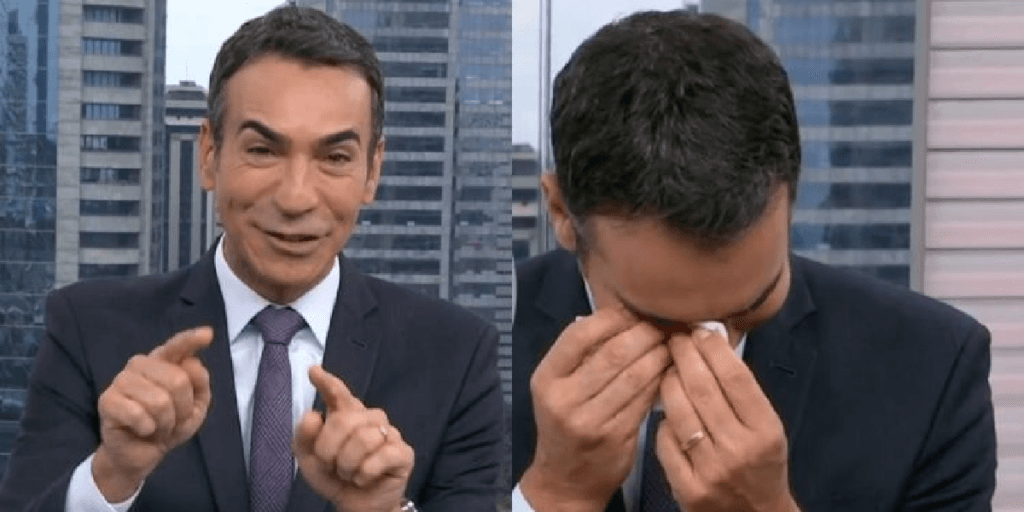 O choro de César Tralli após perder o chão com situação em jornal na Globo: "Fazem tudo isso acontecer"