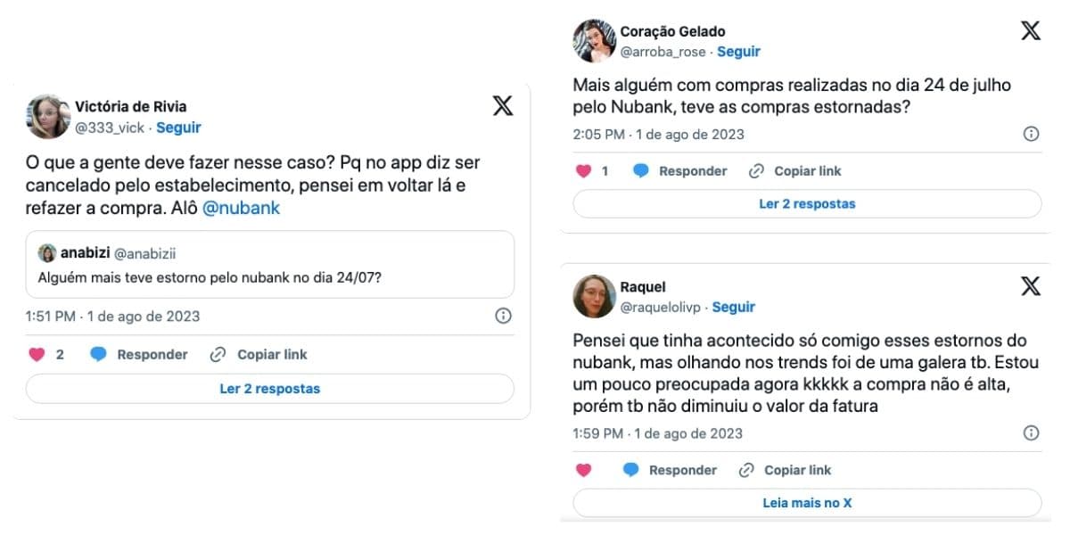 Usuários reclamam de estorno do banco (Foto: Reprodução / Twitter)