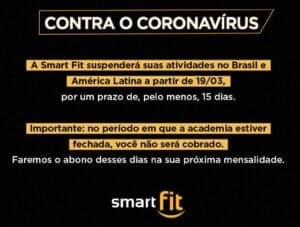 Comunicado da Smartfit - Foto Internet