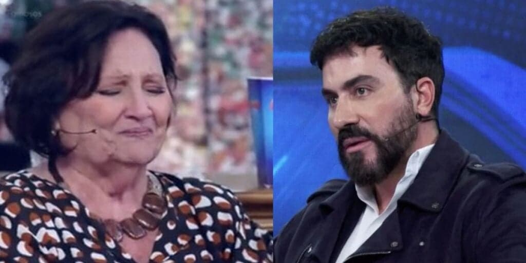 O choro de Dona Déa após perder o chão com atitude de Padre Fábio de Melo no Domingão: "Não adianta"
