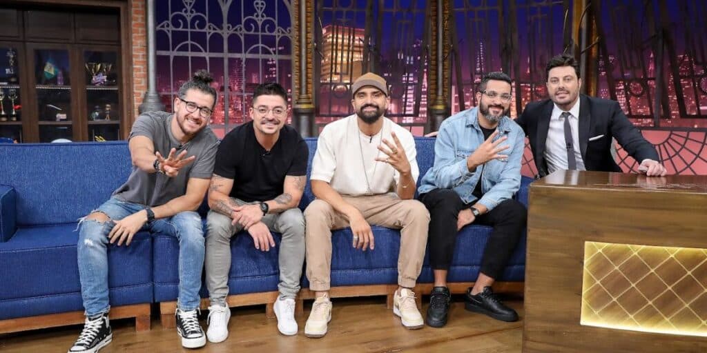 ‘4 Amigos’ vem ao “The Noite” falar de lançamento de especial e turnê em celebração aos 10 anos do grupo