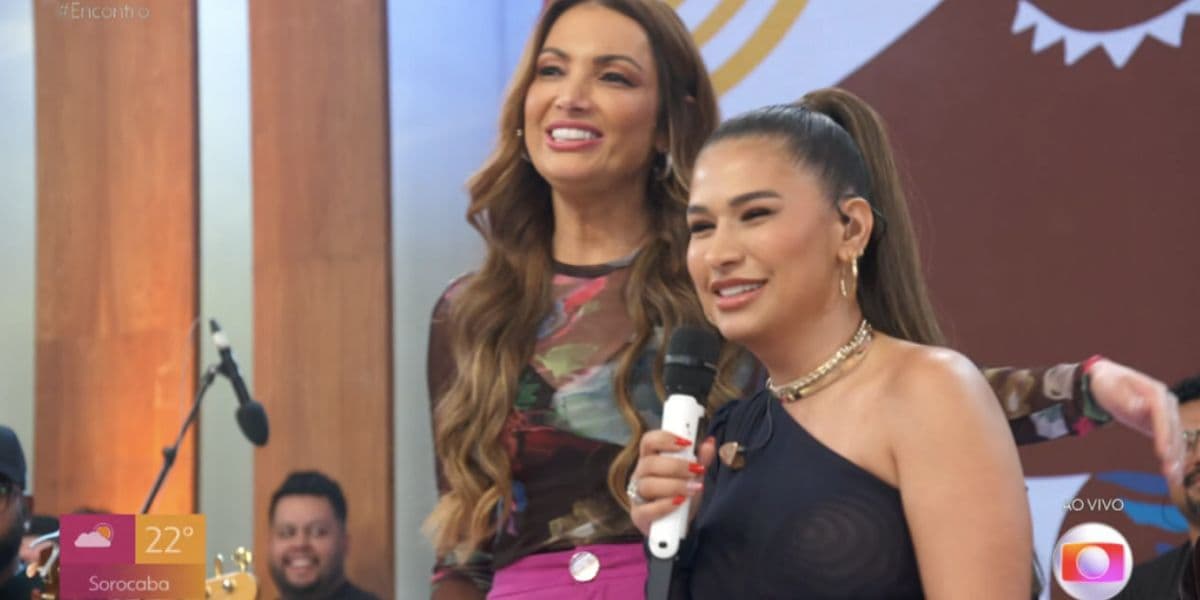 Patrícia Poeta e Simone Mendes no Encontro (Foto: Reprodução / Globo)