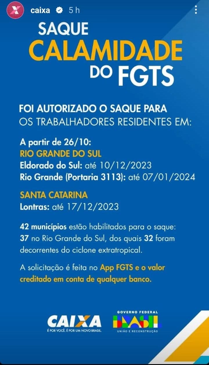 Comunicado Oficial da Caixa (Foto Reprodução/Canal WhatsApp)
