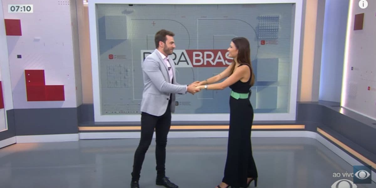 Thaís Dias e Igor Calian no comando do Bora Brasil (Reprodução: Band)
