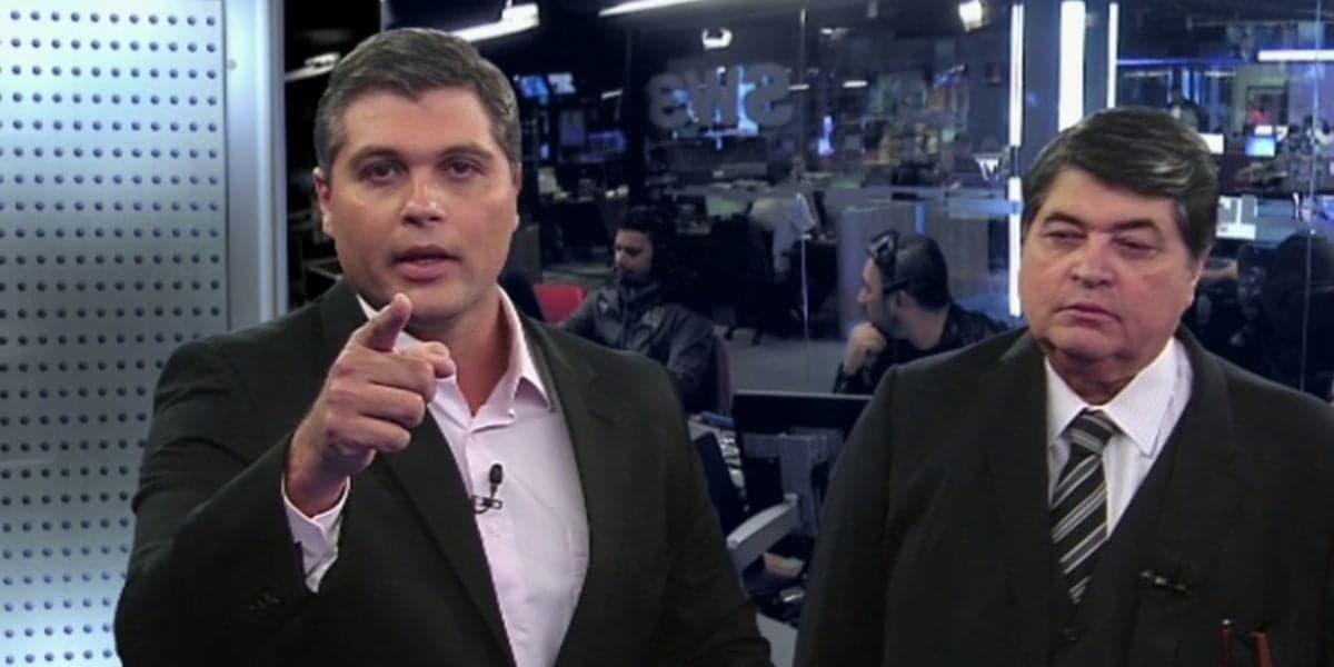 Joel Datena e José Luiz Datena no comando do Brasil Urgente (Reprodução: Band)