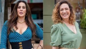 Emmy (Claudia Raia) e Agatha (Eliane Giardini) em Terra e Paixão (Foto: Reprodução / Globo)
