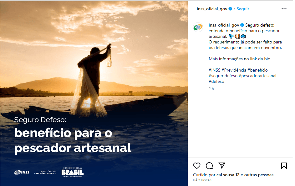 Seguro Defeso é disponibilizado ao pescador artesanal - Foto: Reprodução/Instagram