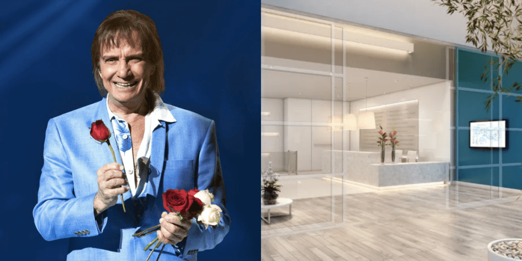 Hall igual a um shopping, tudo azul e fachada de vidro: O apartamento milionário e discreto de Roberto Carlos