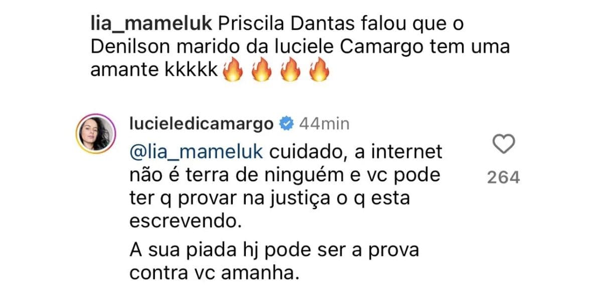 Comentário de internauta (Foto: Reprodução / Instagram)