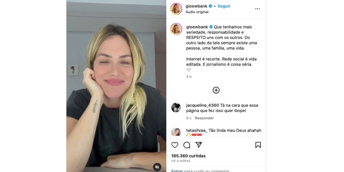 Comunicado Giovanna Ewbank (Foto: Reprodução / Instagram)