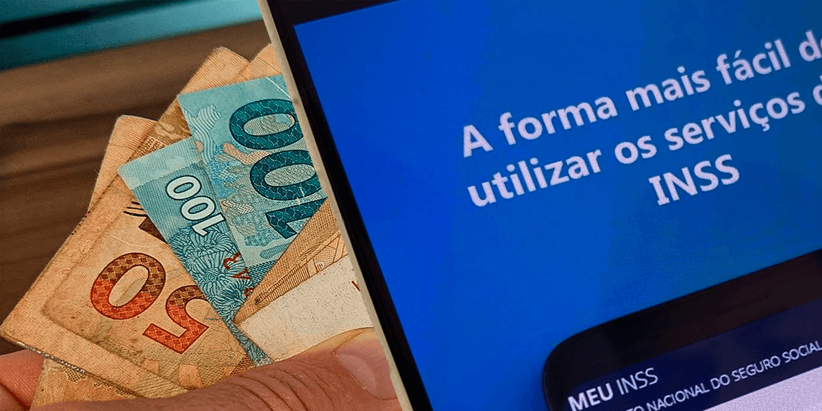 Dinheiro e aplicativo Meu INSS (Foto: Reprodução, Ache Concursos)