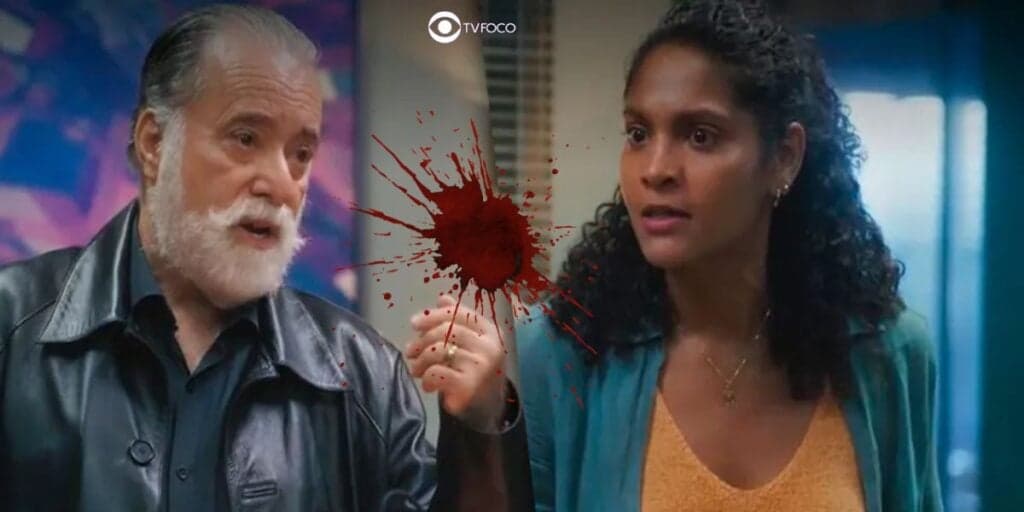 Grávida, Aline vive terror com tiro pelas costas e Antônio vira o capeta contra o próprio neto em Terra e Paixão
