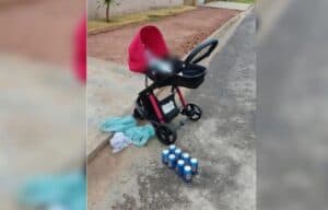 Bebê de 5 meses foi abandonado ao lado do corpo da mãe, em Aparecida de Goiânia (Foto: Reprodução / Polícia Militar)