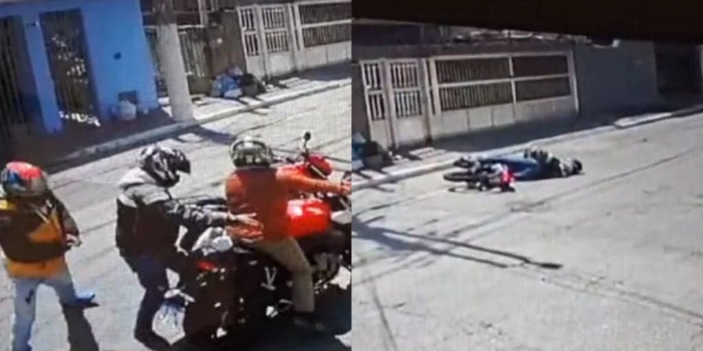 Imagens mostram flagrante agora: Bandido assalta idoso, sofre mal súbito e morre segundos depois do crime