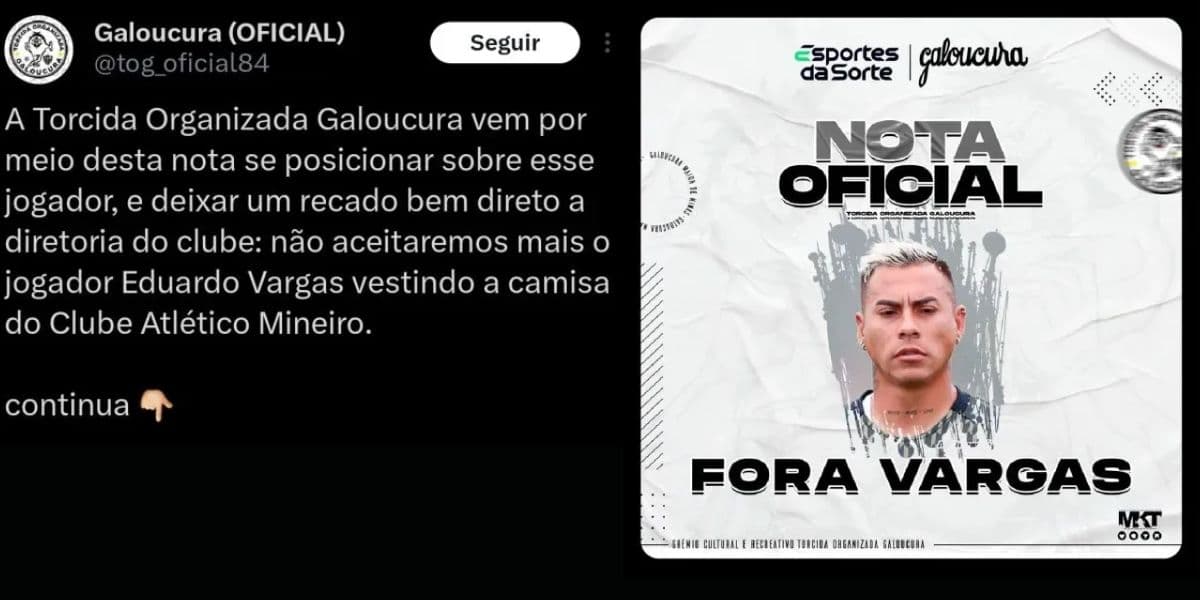 Galoucura pediu a saída de Eduardo Vargas (Reprodução: Instagram)