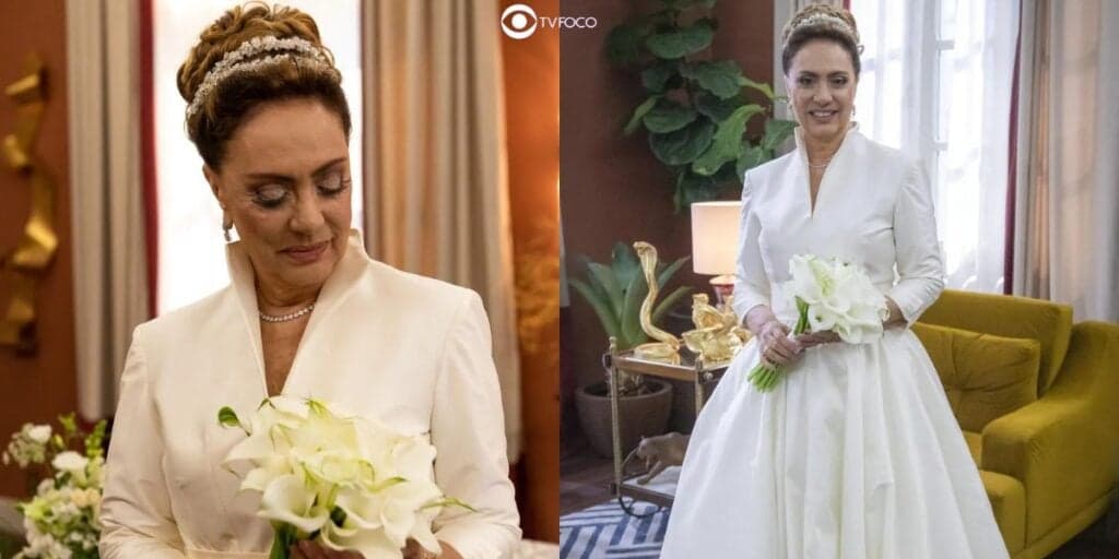 Terra e Paixão: Agatha se arma até os dentes para casamento e vestido macabro de noiva leva segredos sórdidos
