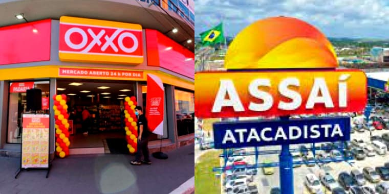 A mexicana Oxxo e a rede de atacarejo Assaí (Foto Reprodução/Montagem/Tv Foco)