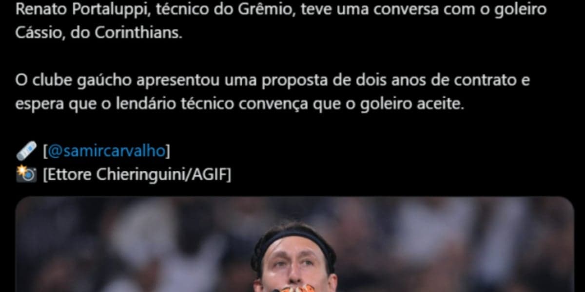 Goleiro Cássio recebe proposta do Grêmio - (Foto: Reprodução / Internet)