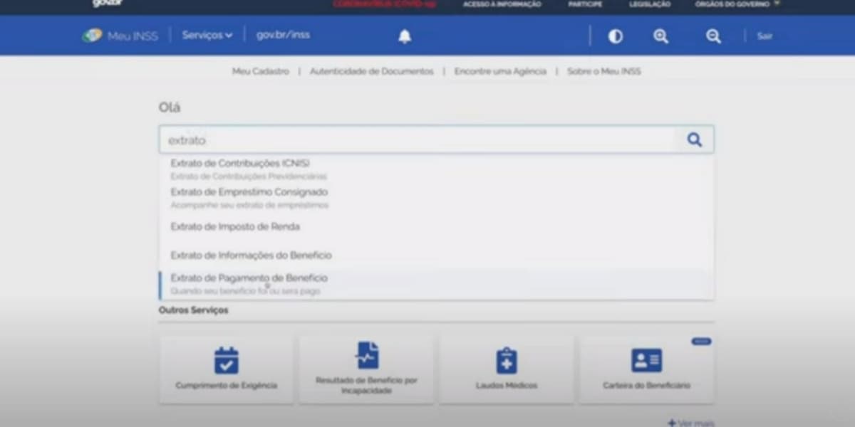 Extrato de pagamento (Foto: Reprodução/Meu INSS)