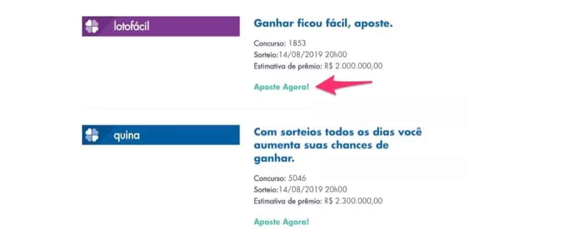 Banner da Lotofácil para apostar online (Foto Reprodução/Caixa)