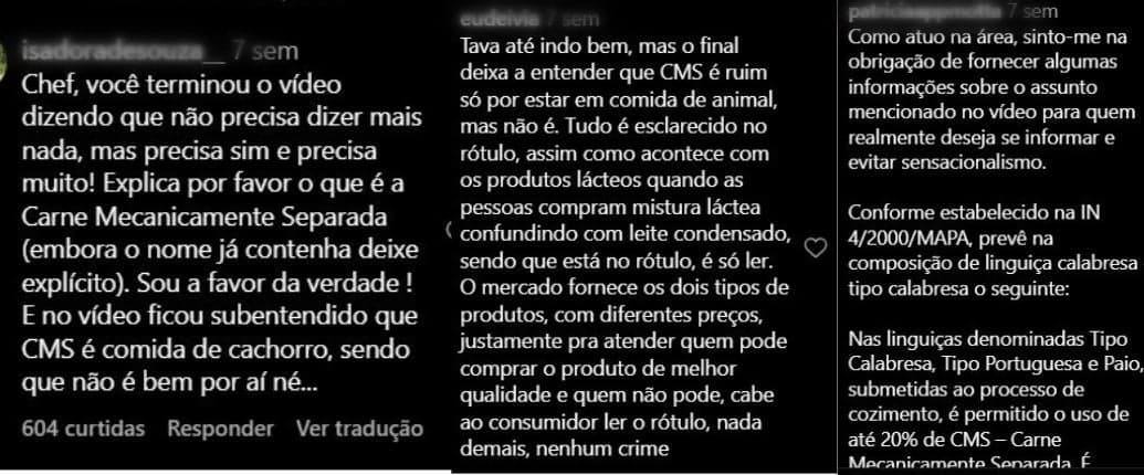 Comentários dos internautas a respeito do vídeo de Davi Laranjeiras (Foto Reprodução/Instagram)