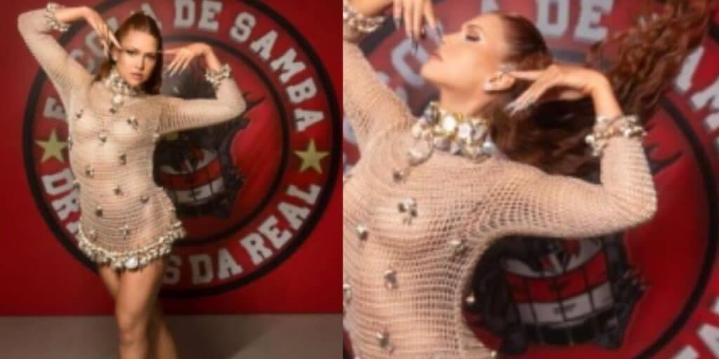 Letícia Augustin participa de ensaio na escola de samba Dragões da Real