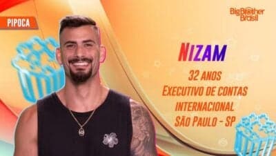 Nizam é participante do BBB24 no grupo Pipoca (Foto: Reprodução / Globo) 
