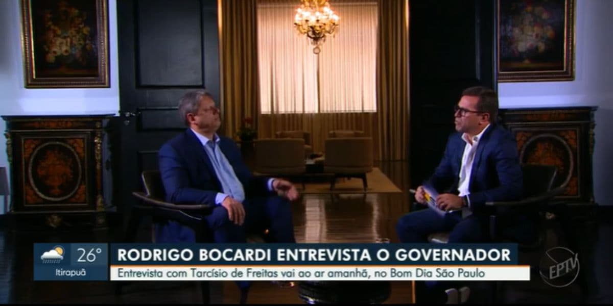 Entrevista de Rodrigo Bocardi com o Governador de São Paulo (Reprodução: Globo)