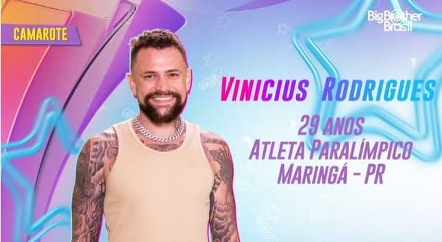 Vinicius Rodrigues foi participante do BBB24, da Globo, no grupo Camarote (Foto: Reprodução / Globo)
Vinicius Rodrigues foi participante do BBB24, da Globo, no grupo Camarote (Foto: Reprodução / Globo)