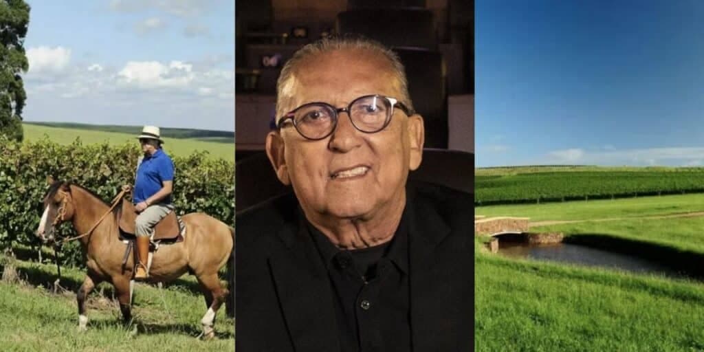Lago, cavalo, horta e vinícola: Fazenda de Galvão Bueno é maior que um shopping e jorra milhões ao narrador