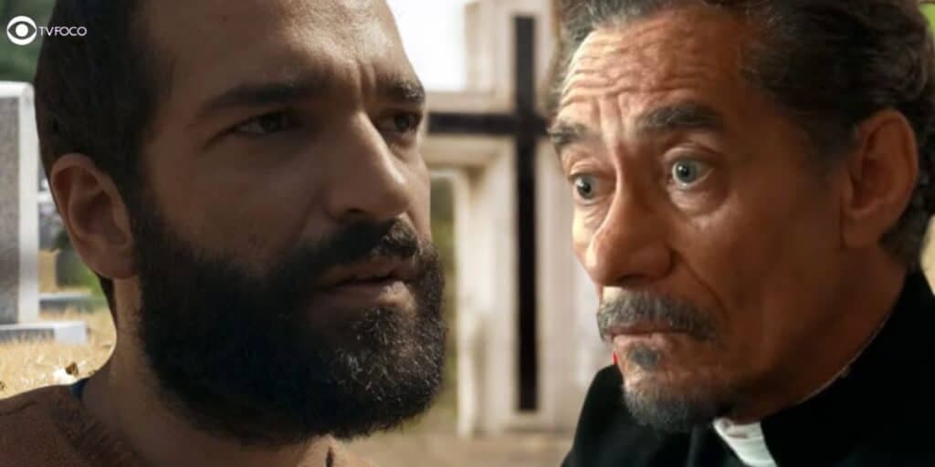 Fuga de cemitério às pressas e padre em choque: José Inocêncio surta em Renascer e abandona o próprio filho