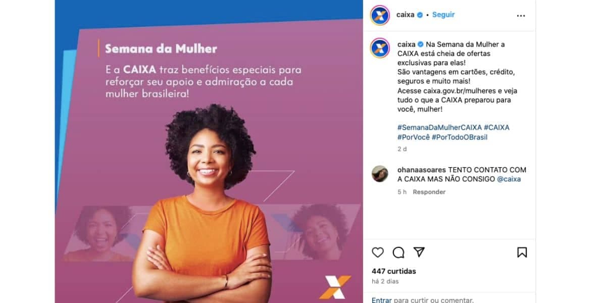 Anúncio da Caixa para mulheres (Foto: Reprodução / Instagram) Anúncio da Caixa para mulheres (Foto: Reprodução / Instagram)