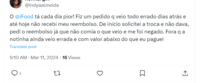 Clientes reclamam do Ifood - Foto: App X