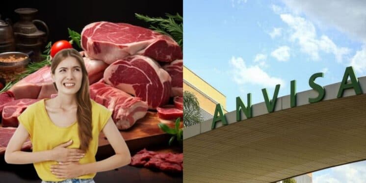 Carnes, mulher passando mal e Anvisa (Fotos: Reproduções / Freepik / Marcelo Camargo / Montagem) 