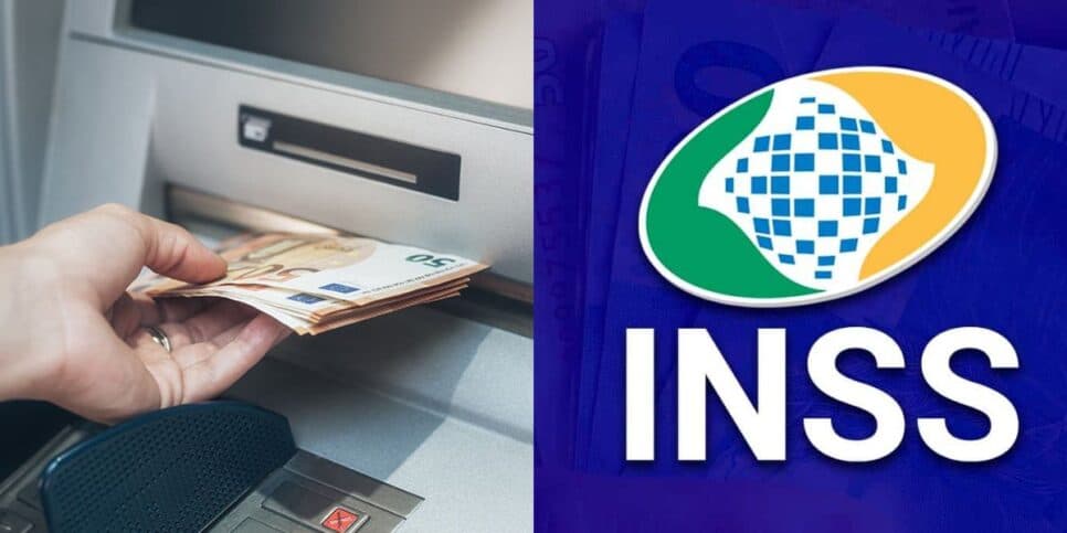 Pessoa sacando dinheiro / INSS - Montagem TVFOCO